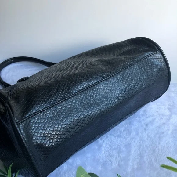 LuLu By LuLu Guinness Reptile Faux Leather Crossbody Bag, Black - Picture 3 of 12